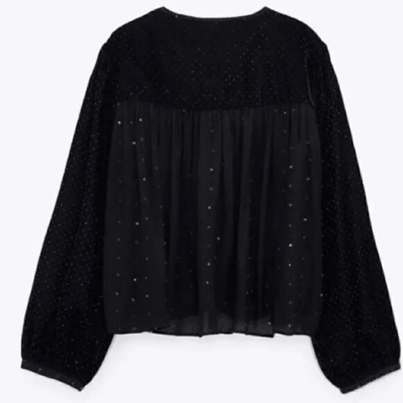 ZARA VELVET SPARKLY BLOUSE - Picture 3 of 5